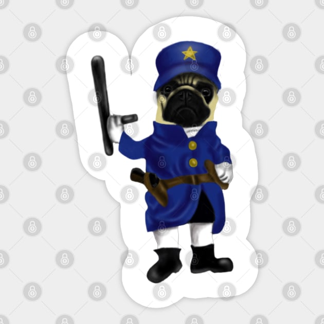 Funny Pug Officer Dog Lovers Gift Sticker by Merchweaver